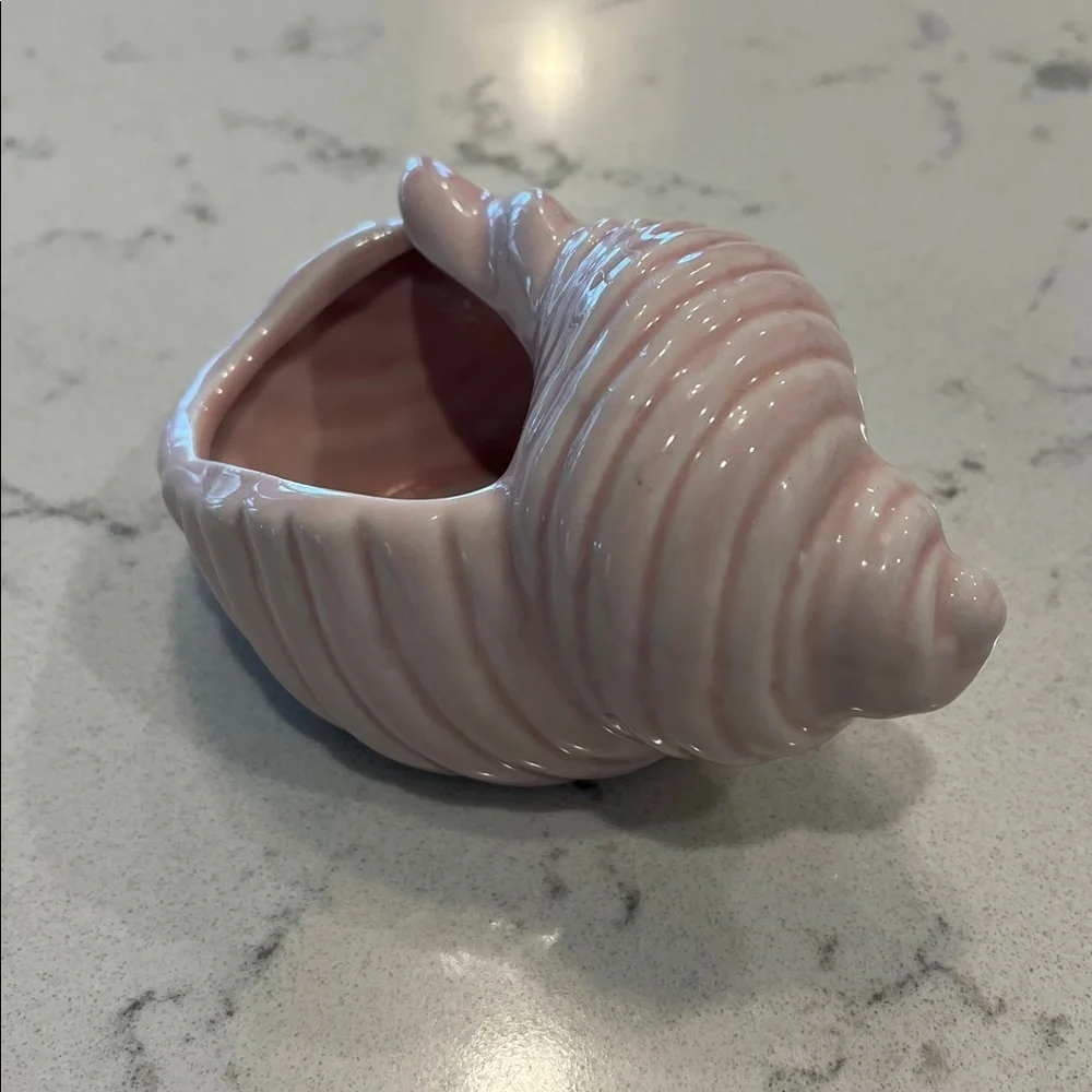 Pink Ceramic Conch Shell Accent